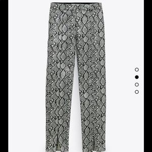 NWT ZARA FAUX LEATHER PRINTED PANTS SNAKE XS